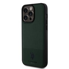 U.S. Polo PU Leather Mesh Pattern Double Horse Case for iPhone 15 Pro Max Green цена и информация | Чехлы для телефонов | hansapost.ee