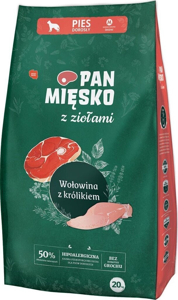 Pan Mięsko koos veise- ja küülikulihaga, 20 kg hind ja info | Koerte kuivtoit ja krõbinad | hansapost.ee