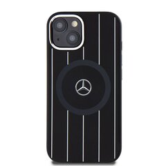 Mercedes Liquid Silicon Stripes Pattern MagSafe Case for iPhone 15 Black цена и информация | Чехлы для телефонов | hansapost.ee