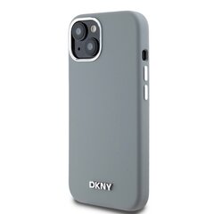 DKNY Liquid Silicone Silver Metal Logo MagSafe Case for iPhone 15 Grey цена и информация | Чехлы для телефонов | hansapost.ee