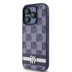 DKNY PU Leather Checkered Pattern and Stripe Case for iPhone 15 Pro Max Blue цена и информация | Чехлы для телефонов | hansapost.ee