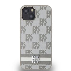 DKNY PU Leather Checkered Pattern and Stripe Case for iPhone 14 Beige цена и информация | Чехлы для телефонов | hansapost.ee