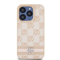 DKNY PU Leather Checkered Pattern and Stripe Case for iPhone 13 Pro Max Pink цена и информация | Чехлы для телефонов | hansapost.ee