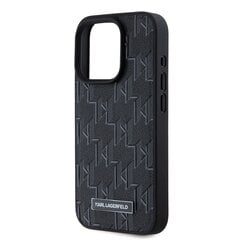 Karl Lagerfeld PU Leather Monogram Metal Logo MagSafe Case for iPhone 15 Pro Black цена и информация | Чехлы для телефонов | hansapost.ee