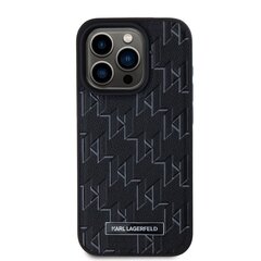 Karl Lagerfeld PU Leather Monogram Metal Logo MagSafe Case for iPhone 15 Pro Black цена и информация | Чехлы для телефонов | hansapost.ee