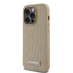 Karl Lagerfeld PU Leather Monogram Metal Logo MagSafe Case for iPhone 14 Pro Beige цена и информация | Чехлы для телефонов | hansapost.ee