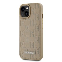 Karl Lagerfeld PU Leather Monogram Metal Logo MagSafe Case for iPhone 15 Beige цена и информация | Чехлы для телефонов | hansapost.ee