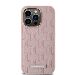 Karl Lagerfeld PU Leather Monogram Metal Logo MagSafe Case for iPhone 14 Pro Max Pink цена и информация | Чехлы для телефонов | hansapost.ee