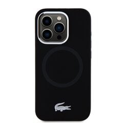 Lacoste Liquid Silicone Microfiber Silver Croc Logo MagSafe Case for iPhone 15 Pro Black цена и информация | Чехлы для телефонов | hansapost.ee