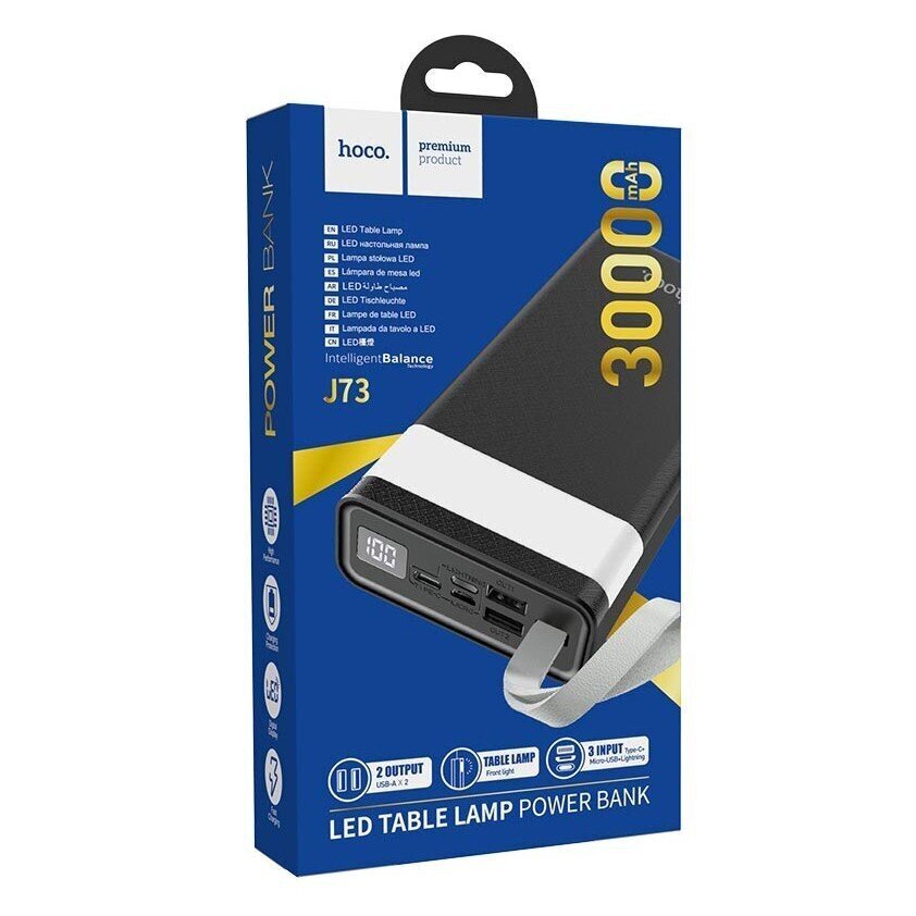 Väline aku Led Table Lamp Power Bank Hoco J73 2A 30000mAh must hind ja info | Akupangad | hansapost.ee