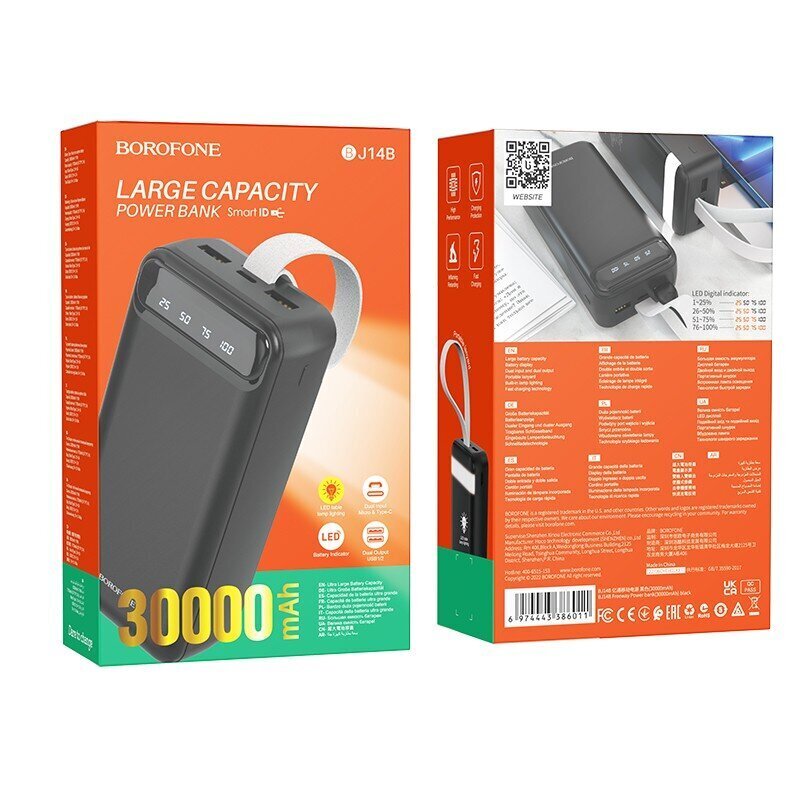 Väline aku Power Bank Borofone BJ14B Freeway 30000mAh must hind ja info | Akupangad | hansapost.ee