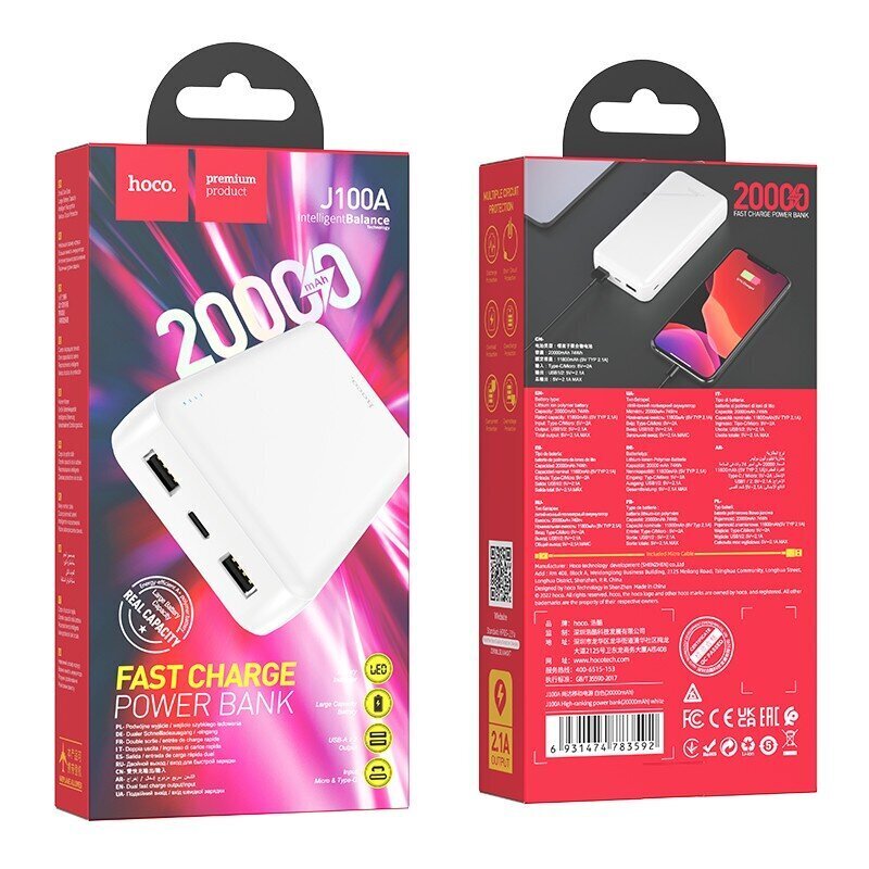 Hoco J100A 20000 mAh цена и информация | Akupangad | hansapost.ee