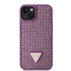 Guess Rhinestones Triangle Metal Logo Case for iPhone 15 Purple цена и информация | Чехлы для телефонов | hansapost.ee