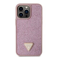 Guess Rhinestones Triangle Metal Logo Case for iPhone 15 Pro Max Pink цена и информация | Чехлы для телефонов | hansapost.ee