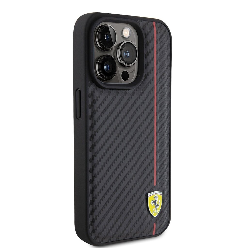 Ferrari Leather Carbon Vertical Red Line Case цена и информация | Telefonide kaitsekaaned ja -ümbrised | hansapost.ee