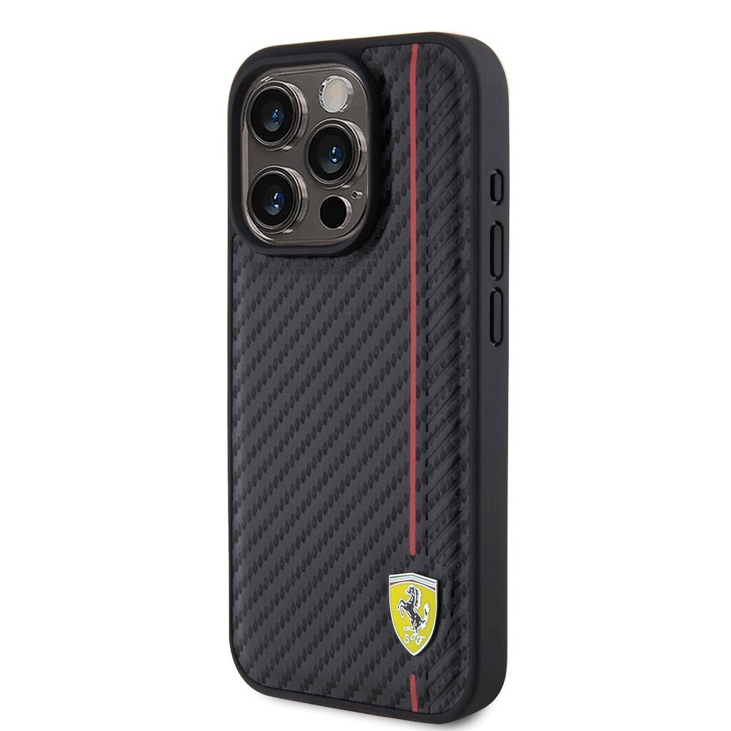 Ferrari Leather Carbon Vertical Red Line Case цена и информация | Telefonide kaitsekaaned ja -ümbrised | hansapost.ee