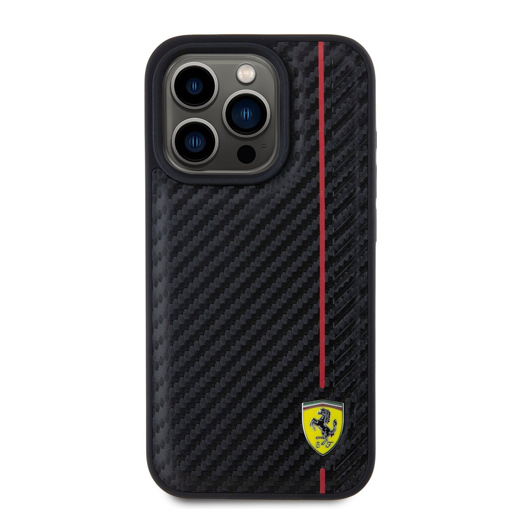 Ferrari Leather Carbon Vertical Red Line Case цена и информация | Telefonide kaitsekaaned ja -ümbrised | hansapost.ee