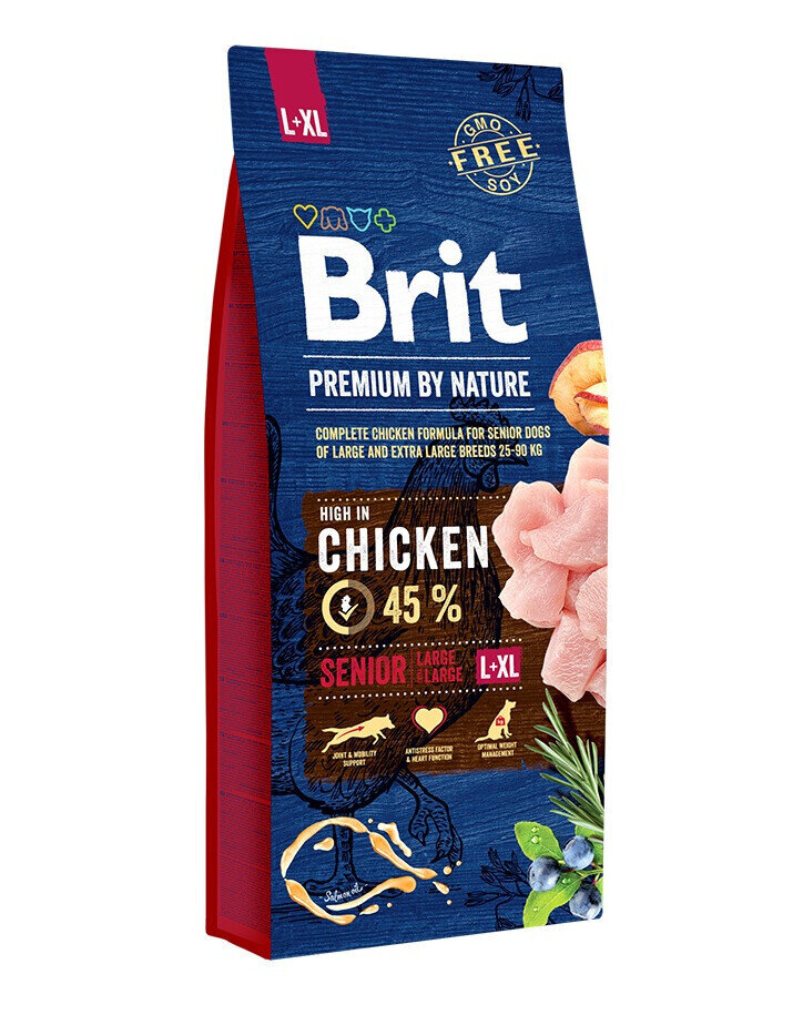 Brit Premium By Nature Senior Large Extra Large L+Xl koos kanaga, 15 kg цена и информация | Koerte kuivtoit ja krõbinad | hansapost.ee