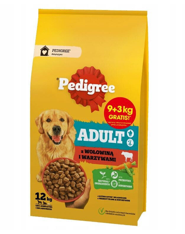 Pedigree Adult veiseliha ja köögiviljadega, 12 kg цена и информация | Koerte kuivtoit ja krõbinad | hansapost.ee