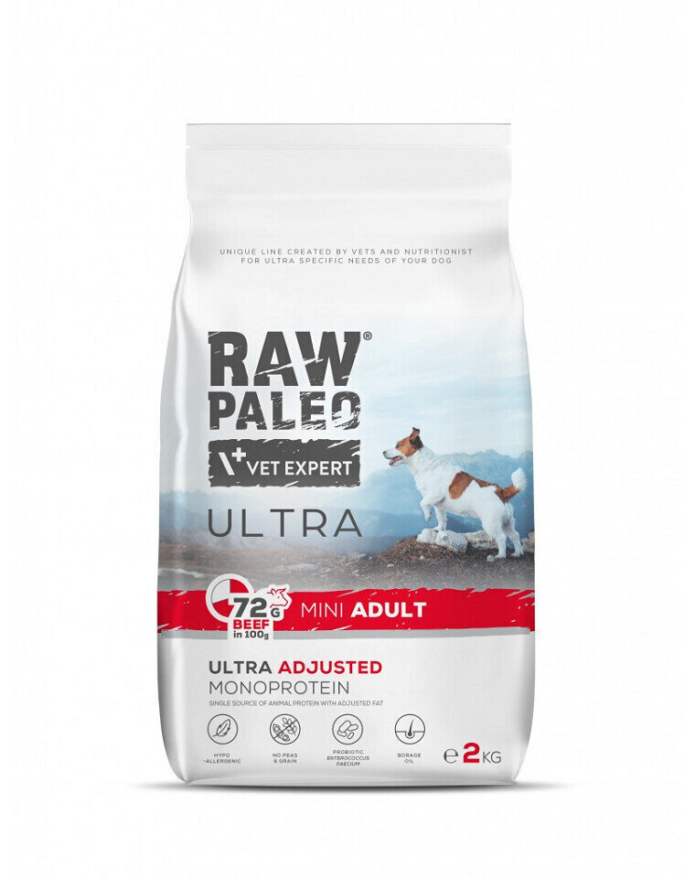 Paw Paleo Ultra Mini Adult koos veiselihaga, 2 kg цена и информация | Koerte kuivtoit ja krõbinad | hansapost.ee