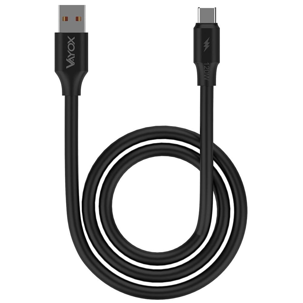 USB - USB-C 120W 3A 1m kiire liin must VA0121 Vayox kaabel цена и информация | Juhtmed ja kaablid | hansapost.ee