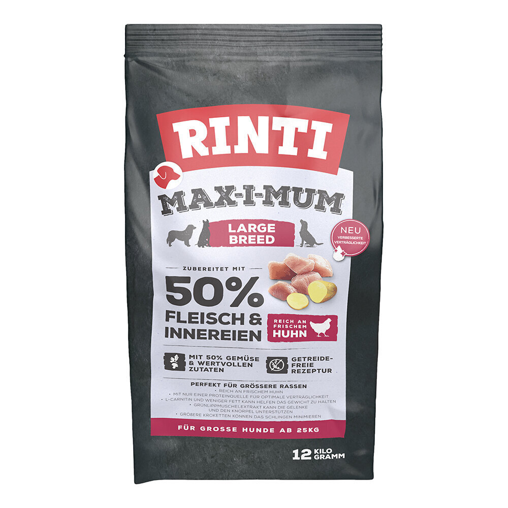 Rinti Max-i-mum Large Breed koos kanaga, 12kg цена и информация | Koerte kuivtoit ja krõbinad | hansapost.ee