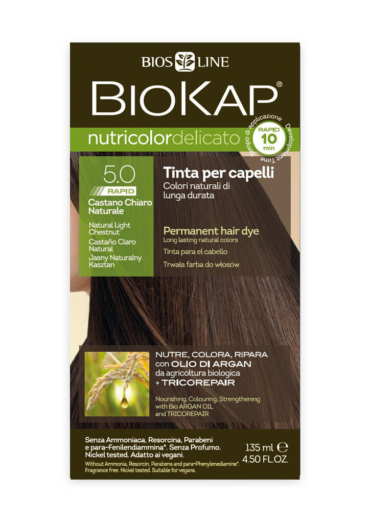 Biokap Nutricolor Delicato Rapid 5.0 / hele kastan / kiir-püsivärv цена и информация | Juuksevärvid | hansapost.ee