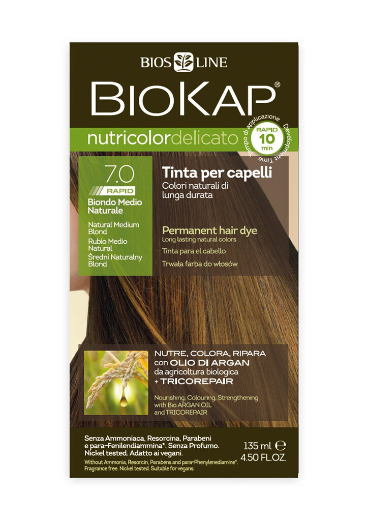 Biokap Nutricolor Delicato Rapid 7.0 / Naturaalne keskmine blond / kiir-püsivärv hind ja info | Juuksevärvid | hansapost.ee