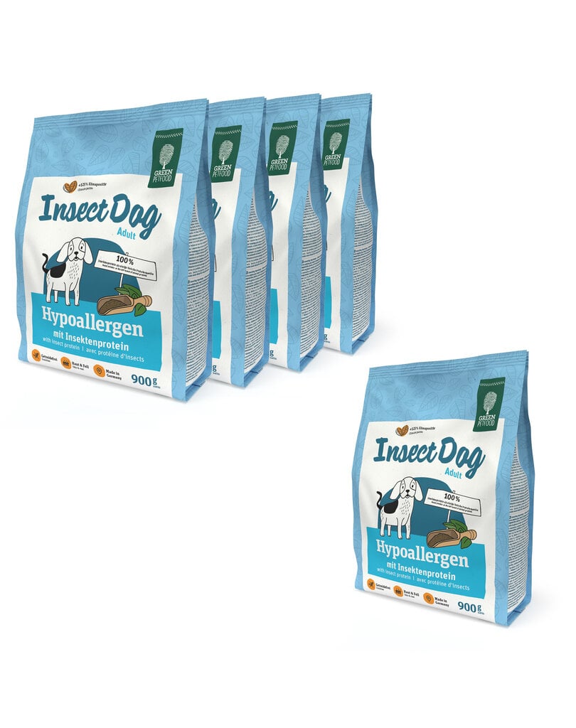 Green Petfood InsectDog Hypoallergen, 5x900 g hind ja info | Koerte kuivtoit ja krõbinad | hansapost.ee