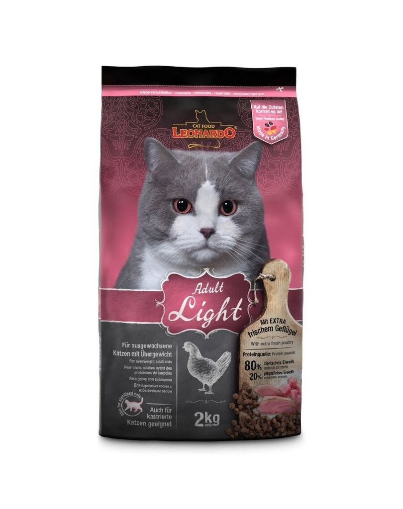 Leonardo Adult Light, 2 kg hind ja info | Kassi kuivtoit ja kassikrõbinad | hansapost.ee