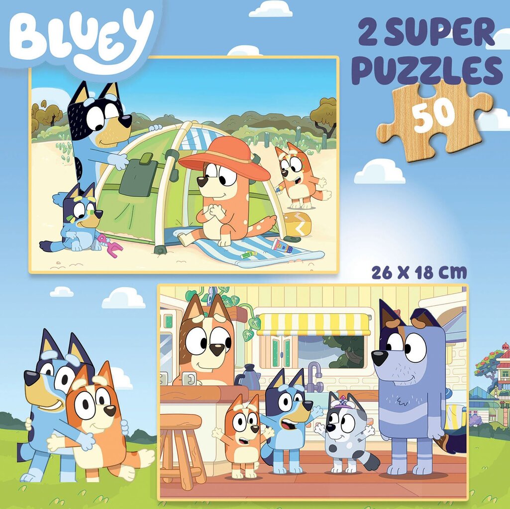 Pusle Educa Bluey, 2x50 tükki hind ja info | Pusled lastele ja täiskasvanutele | hansapost.ee