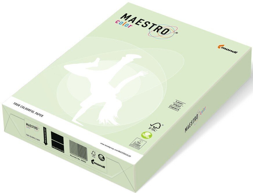 Värviline paber MAESTRO COLOR, 80g/m2, A4, 500 lehte, heleroheline (Green) hind ja info | Vihikud, märkmikud ja paberikaubad | hansapost.ee