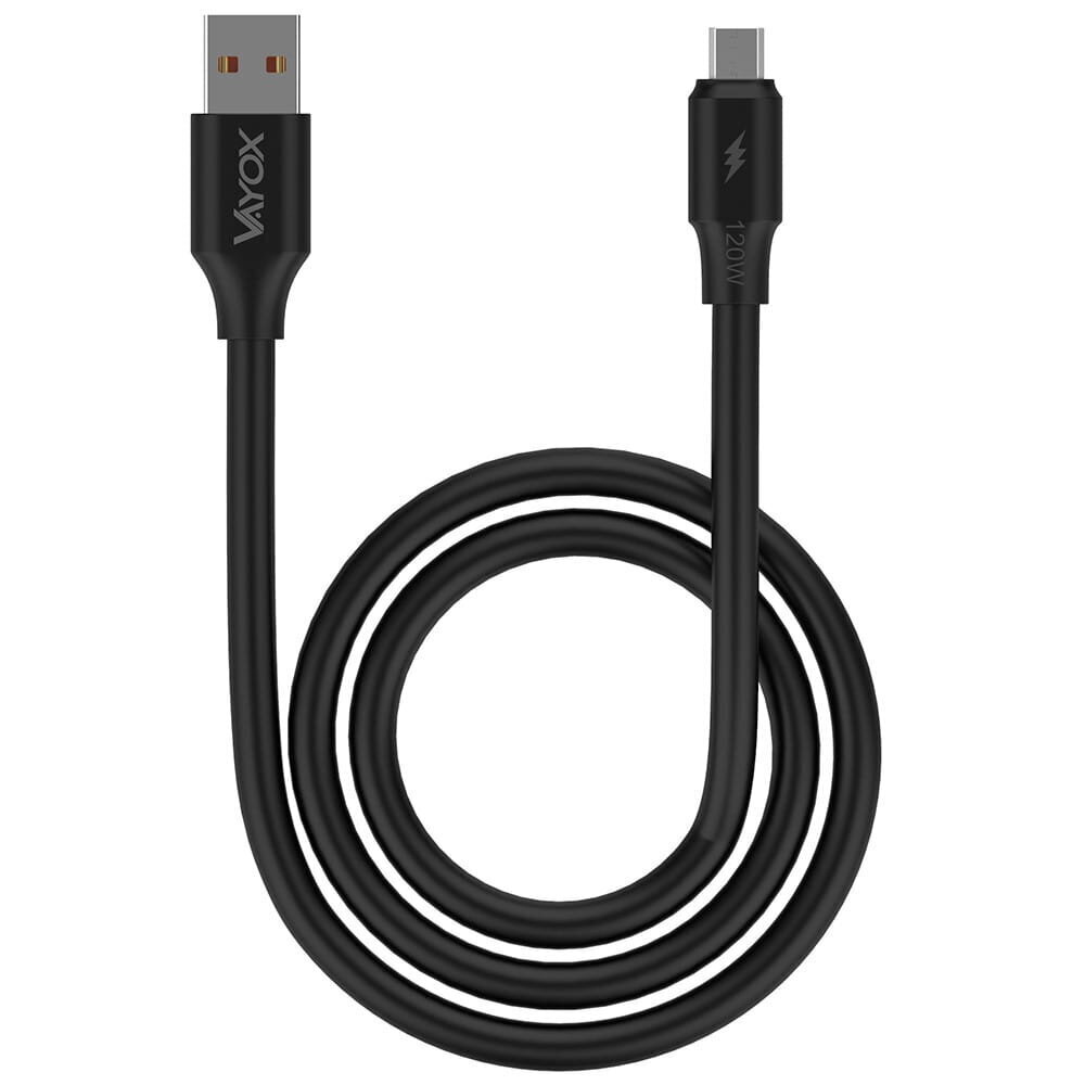 USB - microUSB kaabel 120W 3A 1m kiire liin must VA0107 Vayox hind ja info | Juhtmed ja kaablid | hansapost.ee