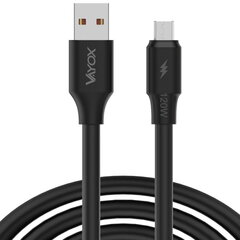 USB - microUSB kaabel 120W 3A 1m kiire liin must VA0107 Vayox price and information | Juhtmed ja kaablid | hansapost.ee