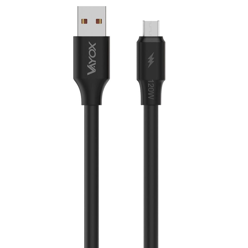 USB - microUSB kaabel 120W 3A 1m kiire liin must VA0107 Vayox hind ja info | Juhtmed ja kaablid | hansapost.ee