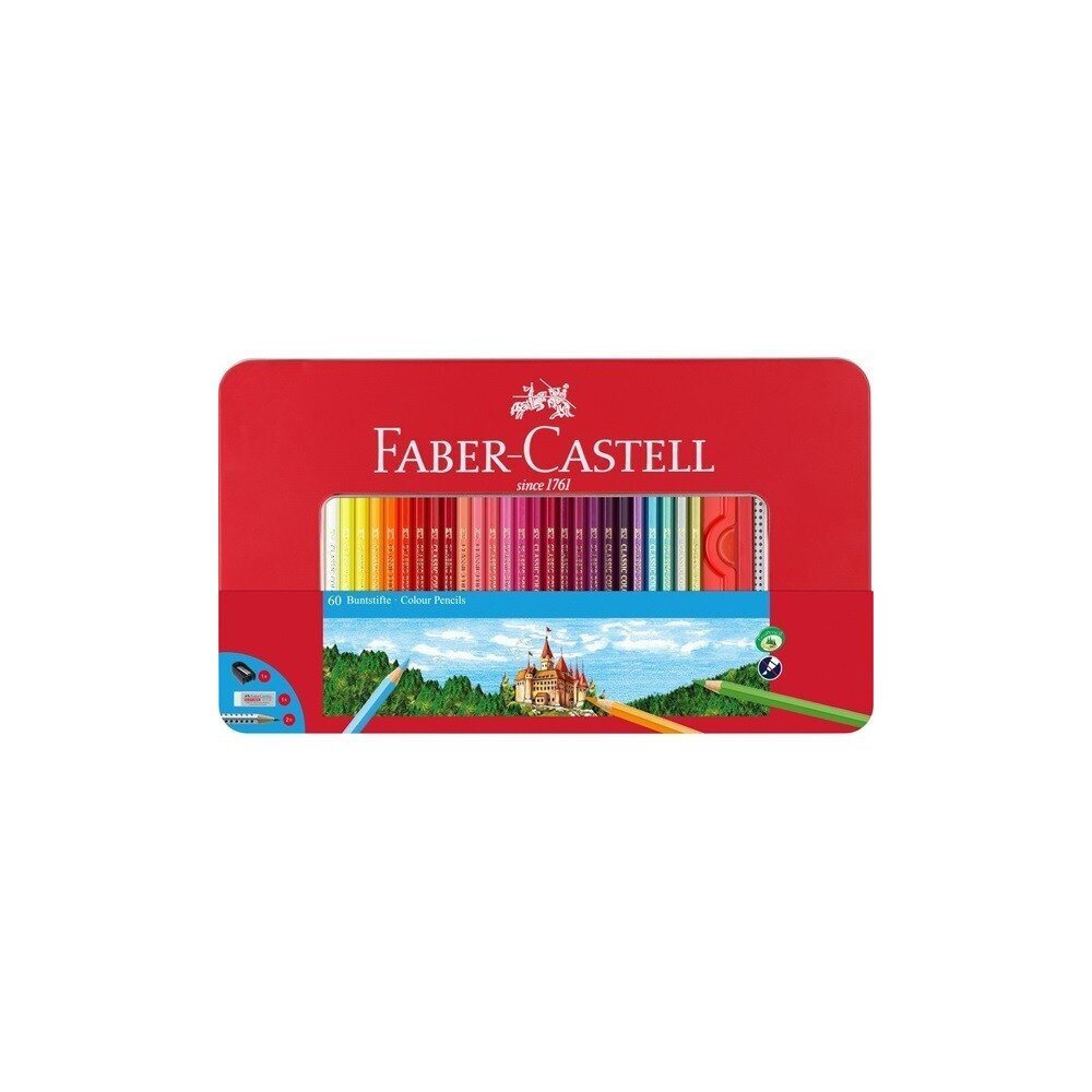 Värvipliiatsid Faber-Castell 60-värvi metallkarbis цена и информация | Kunstitarbed, voolimise tarvikud | hansapost.ee