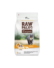 VetExpert Raw Paleo Adult Cat Turkey&Chicken, 2 kg hind ja info | Kassi kuivtoit ja kassikrõbinad | hansapost.ee