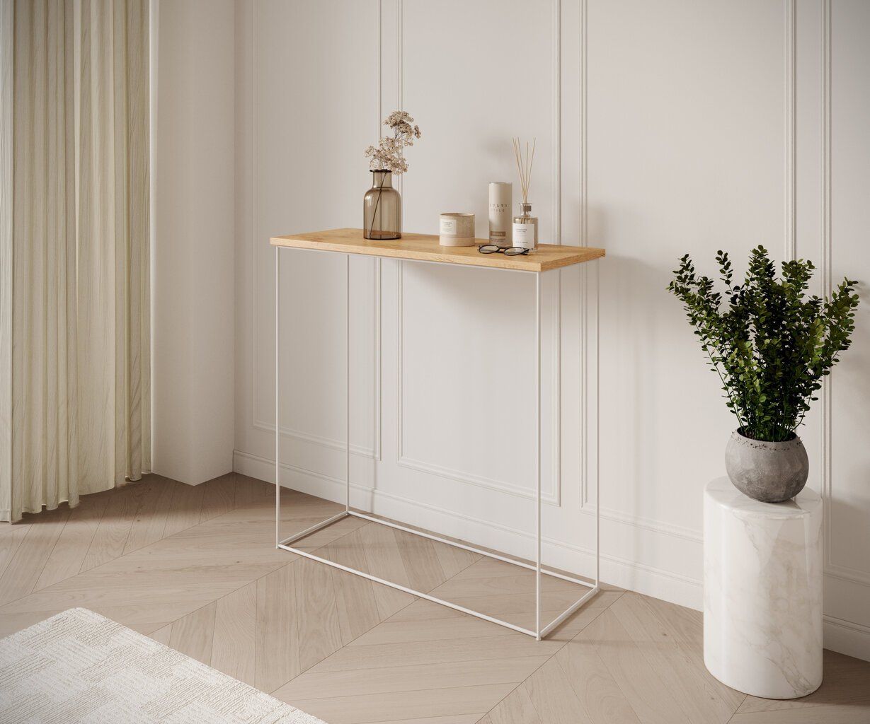 Konsoollaud ADRK Furniture Milan, valge/pruun hind ja info | Konsoollauad | hansapost.ee