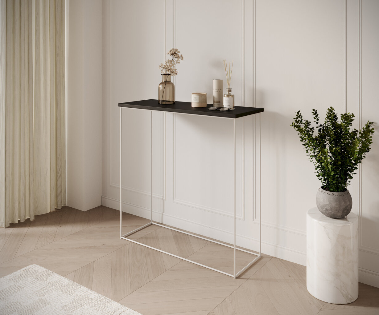 Konsoollaud ADRK Furniture Milan, valge/must цена и информация | Konsoollauad | hansapost.ee