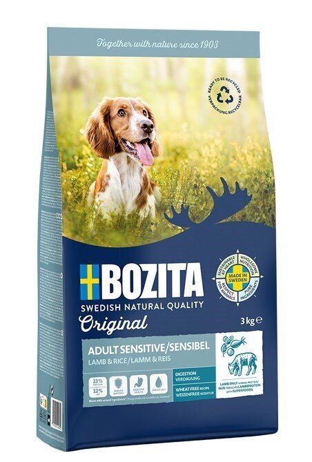 Bozita Original Sensitive Digestion lambaliha ja riisiga, 3 kg hind ja info | Koerte kuivtoit ja krõbinad | hansapost.ee