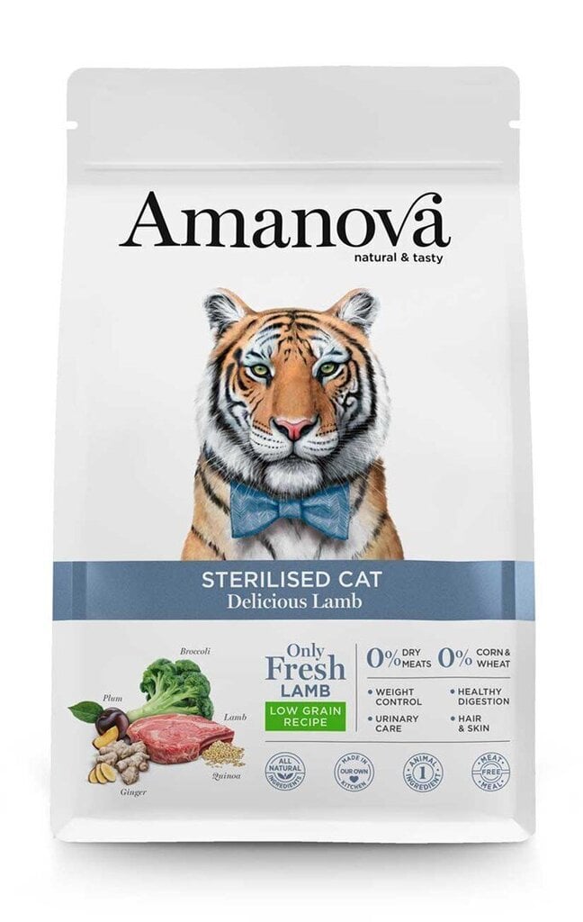 Amanova Delicious täiskasvanud steriliseeritud kassidele lambalihaga, 1,5 kg цена и информация | Kassi kuivtoit ja kassikrõbinad | hansapost.ee