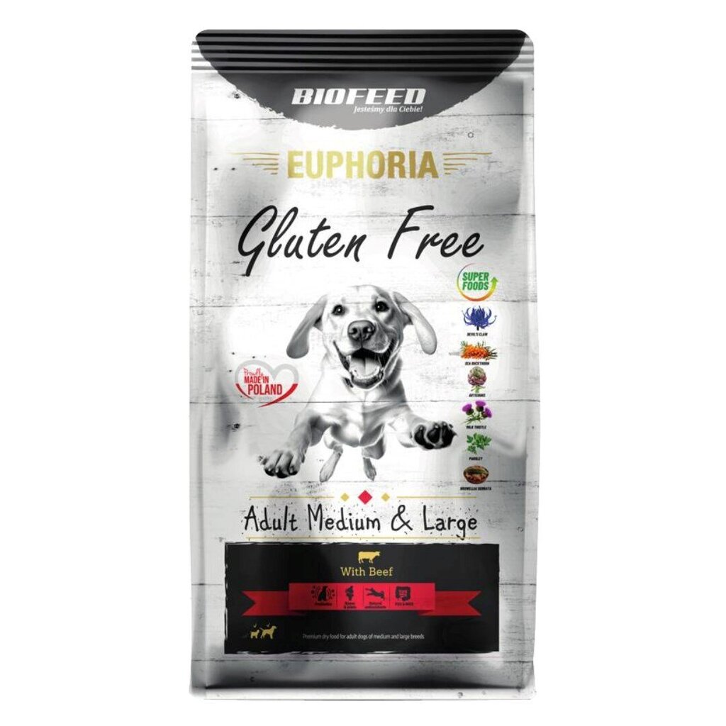 Biofeed Euphoria Gluteen Free Adult Medium&Large veiselihaga, 12kg hind ja info | Koerte kuivtoit ja krõbinad | hansapost.ee