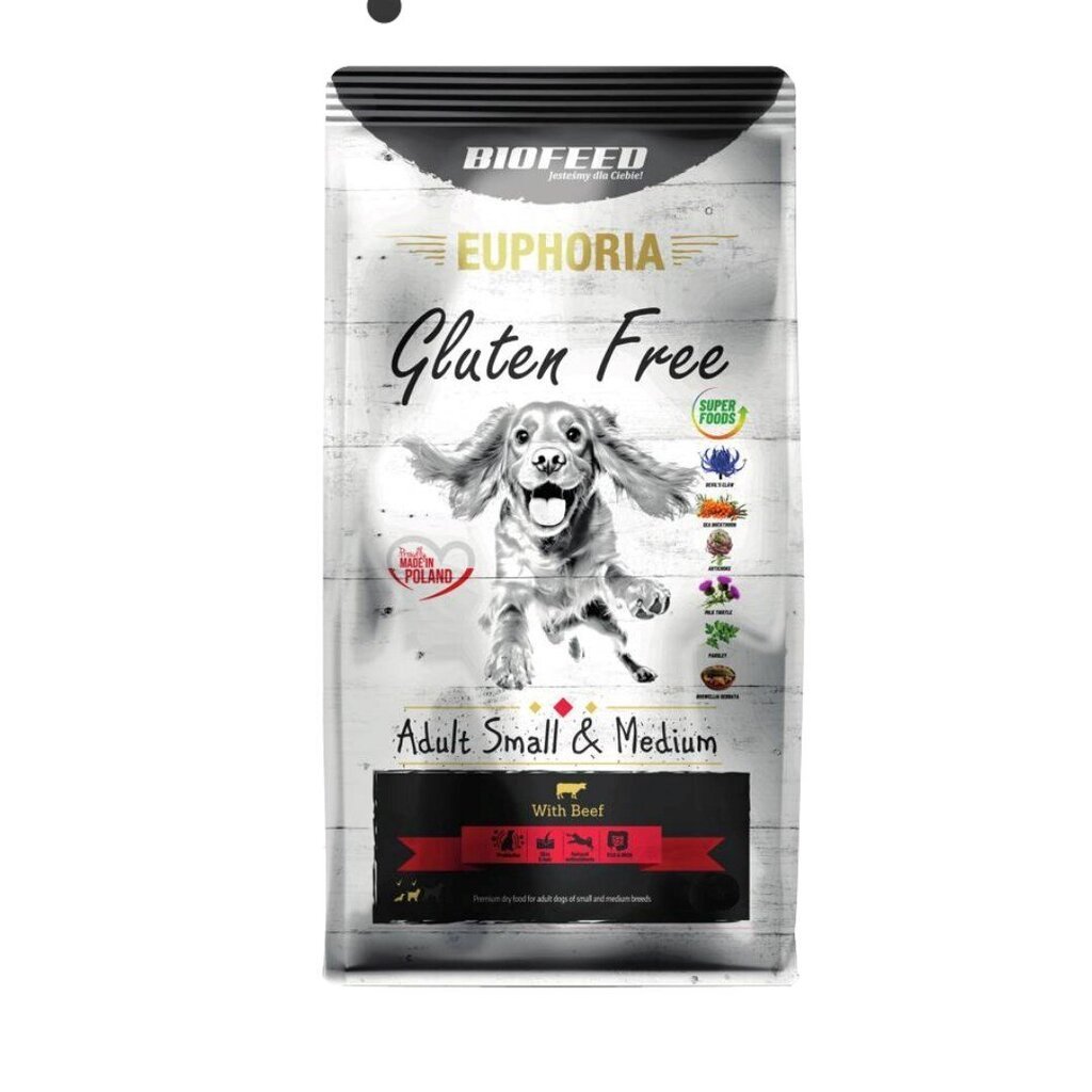 Biofeed Euphoria Gluteen Free Adult Small&Medium veiselihaga, 12kg цена и информация | Koerte kuivtoit ja krõbinad | hansapost.ee