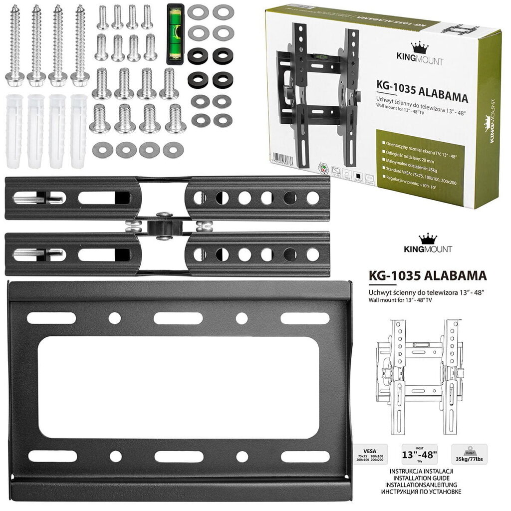 Telerihoidik 13-48" 200x200 KG-1035 Alabama KING MOUNT цена и информация | Teleri seinakinnitused ja hoidjad | hansapost.ee