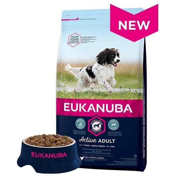 Eukanuba Adult Medium kanaga, 18 kg hind ja info | Koerte kuivtoit ja krõbinad | hansapost.ee