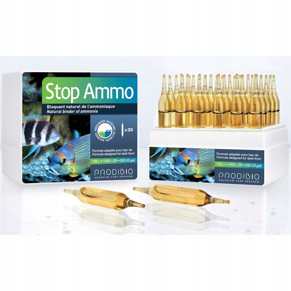 Prodibio Stop Ammo 30 ampulli – eemaldab ammoniaagi цена и информация | Akvaariumid ja lisatarvikud | hansapost.ee