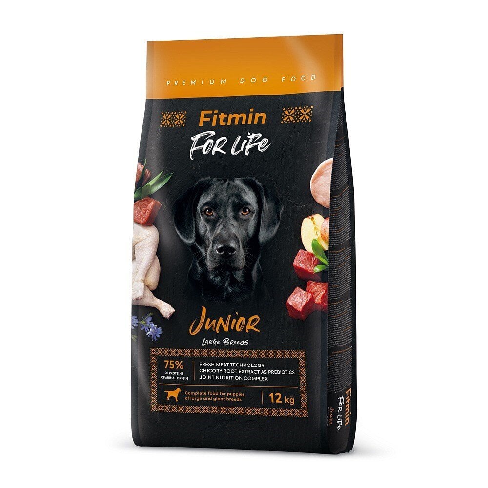 Fitmin Dog For Life Juunior suurt tõugu kodulindudega, 12 kg hind ja info | Koerte kuivtoit ja krõbinad | hansapost.ee