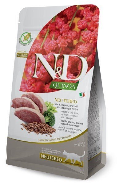 Farmina N&D Quinoa Cat Duck, 1,5 kg price and information | Kassi kuivtoit ja kassikrõbinad | hansapost.ee