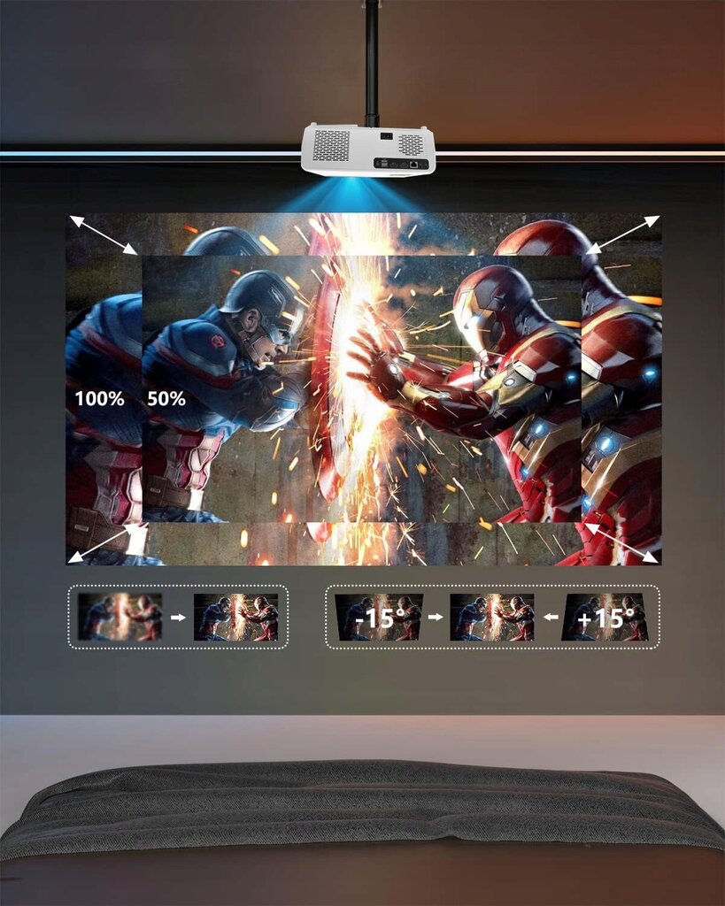 LED-projektor WiFi Android TV FULL HD 4K hind ja info | Projektorid | hansapost.ee