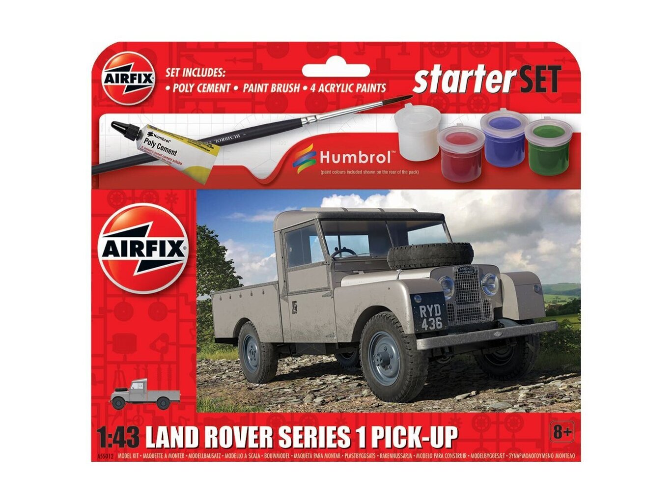 Airfix - Land Rover Series 1 Pick-Up mudeli komplekt, 1/43, A55012 hind ja info | Klotsid ja konstruktorid | hansapost.ee